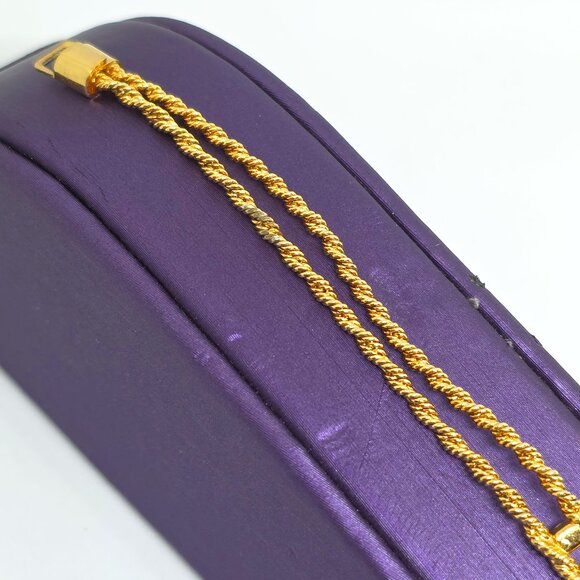 Merlite Gold Double Rope Twist Chain Bracelet Crystal Rhinestone Accent Bracelet - Picture 9 of 17